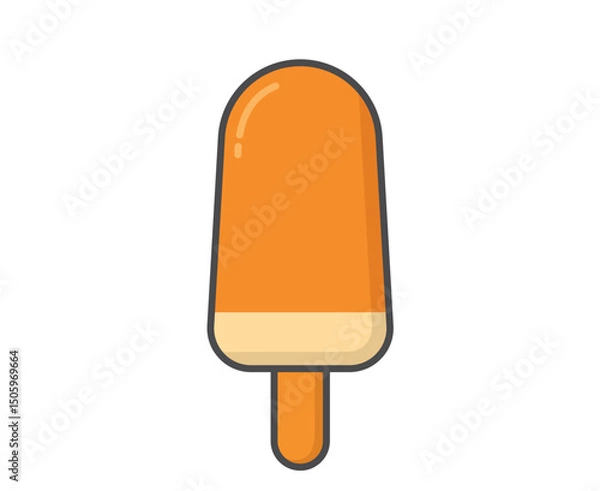 Obraz Yellow fruity ice cream. Ice lolly, cold dessert and summer food. Isolated vector image