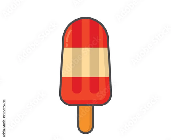 Obraz Red white ice lolly. Ice cream, cold fruity dessert and summer food. Isolated vector image