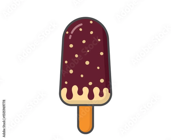 Obraz Ice cream with chocolate creamy and sprinkles. Cold dessert and summer food. Isolated vector image