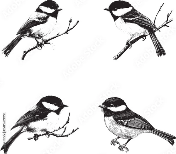 Fototapeta Chickadee Bird SVG