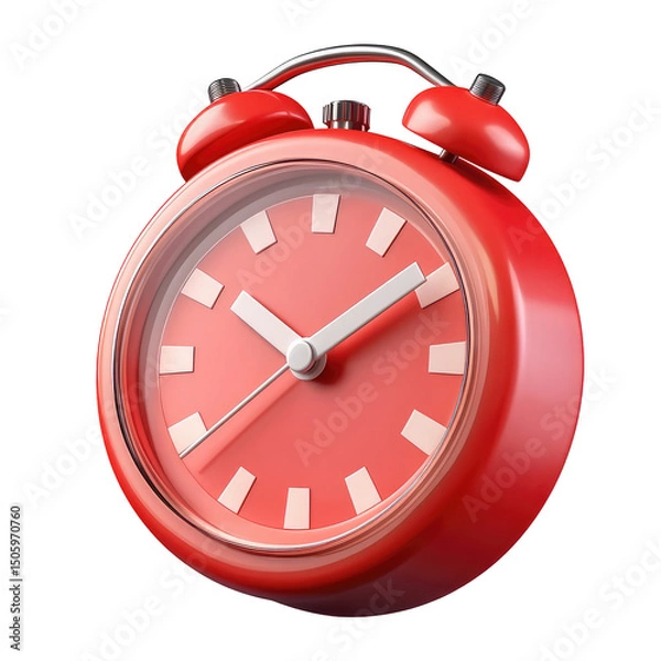 Fototapeta A close up shot of a red alarm clock with a black background showing the time of ten past ten