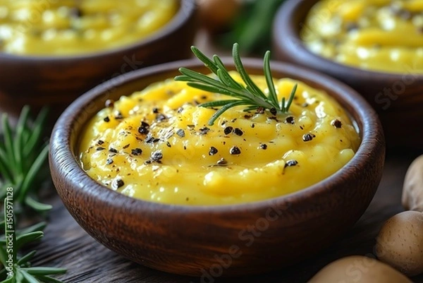 Fototapeta Freshly prepared mustard sauce in a small glass jar with a spoon