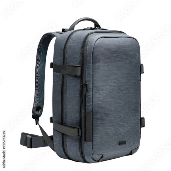 Fototapeta Modern gray backpack isolated on transparent background
