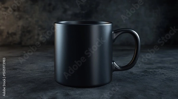 Obraz a black coffee mug sitting on a table