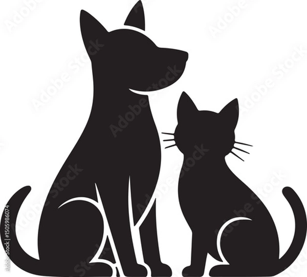 Obraz Cat and dog on a white background