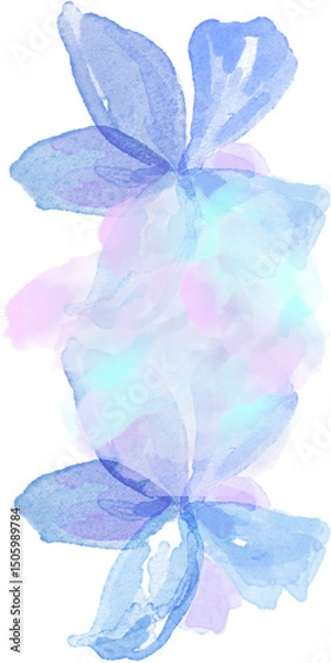 Obraz aesthetic summer background with abstract floral pattern under colorful watercolor blue & violet painting splash; vertical bright design