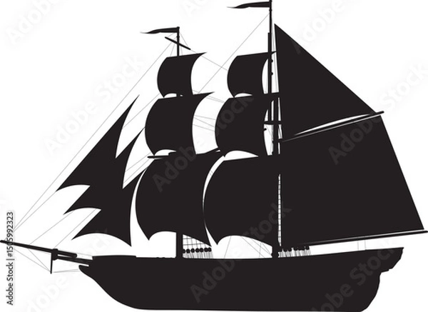 Obraz Sailing ship highly detailed vector silhouette