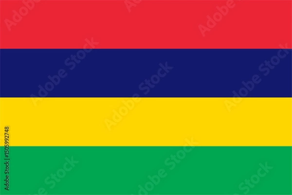 Obraz The flag of Mauritius, with accurate proportions and official colors. Vector image.
