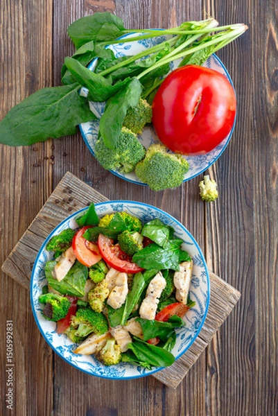 Fototapeta Fresh Chicken and Vegetable Salad.