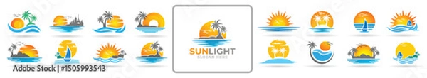 Obraz Creative sundown logo design bundle - sea sun logo