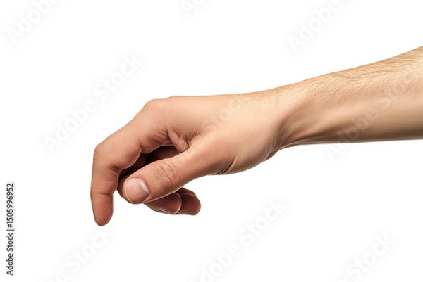 Fototapeta Realistic human hand in a knocking or holding gesture, isolated on a transparent or white background, perfect for UI, gesture icons, or visual metaphors.