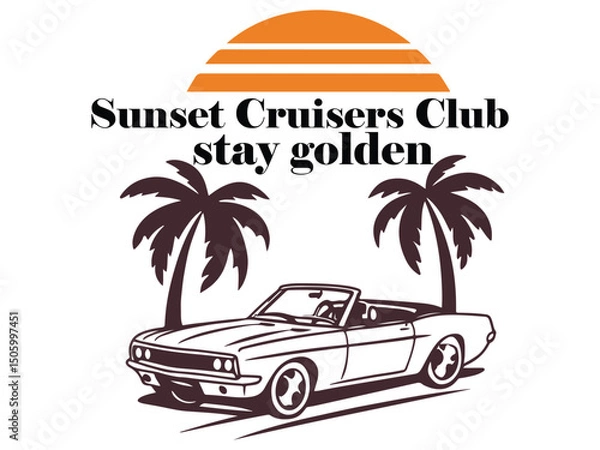 Obraz retro car on the beach with palms