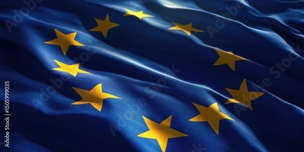 Fototapeta European flag with yellow stars