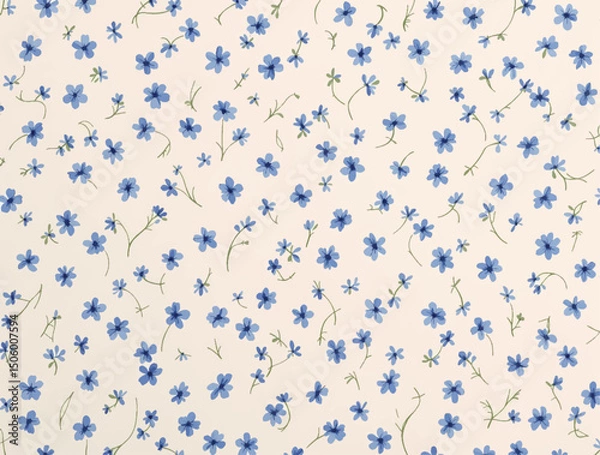 Obraz Blue floral spring background with watercolor, abstract blue background with flowers