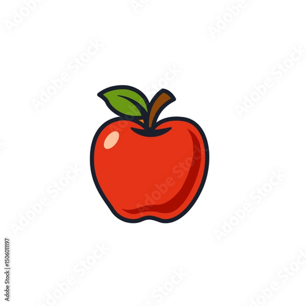 Fototapeta Apple Icon Vector Symbol. Minimalist Fruit Design Isolated on White Background