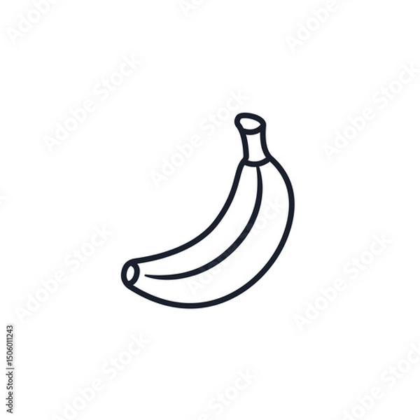 Fototapeta Banana Icon Vector Symbol. Tropical Fruit Design Isolated on White Background