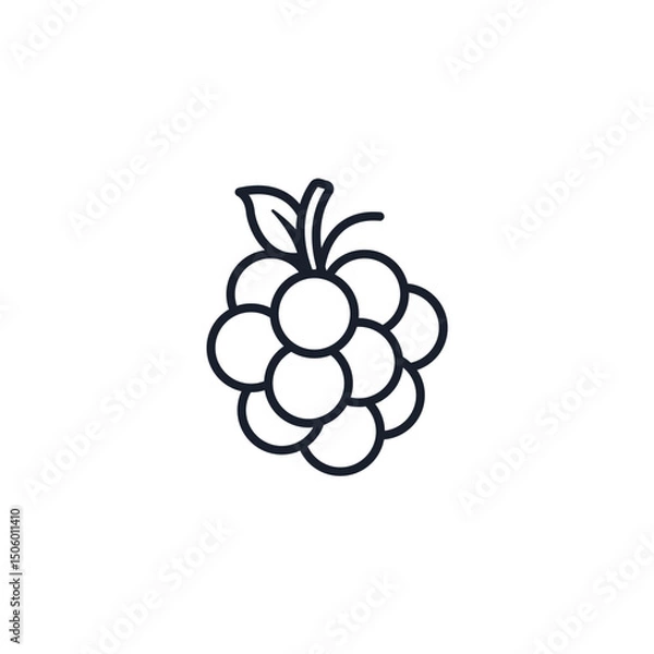 Fototapeta Grapes Icon Vector Illustration. Wine Fruit Symbol for Healthy Branding, Vineyard, and Packaging Design