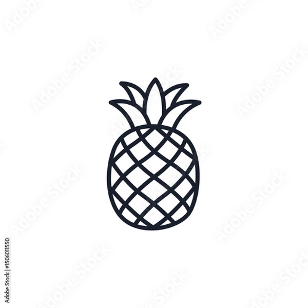 Fototapeta Pineapple Icon Vector Illustration. Tropical Fruit Symbol for Summer Branding, Healthy Snacks, and Party Designs