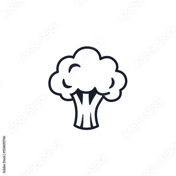 Fototapeta Broccoli Icon Vector Illustration. Healthy Superfood Symbol for Organic Branding, Nutrition, and Vegan Designs