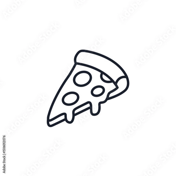 Fototapeta Pizza Slice Icon Vector Illustration. Italian Fast Food Symbol for Restaurant Branding and Appetizing Designs