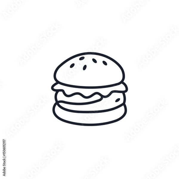 Fototapeta Hamburger Icon Vector Illustration. Classic Fast Food Symbol for Restaurant Branding and Appetizing Designs