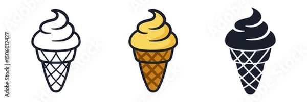 Fototapeta Ice Cream Cone Icon Vector Illustration. Sweet Treat Symbol for Summer Branding and Dessert Shop Designs