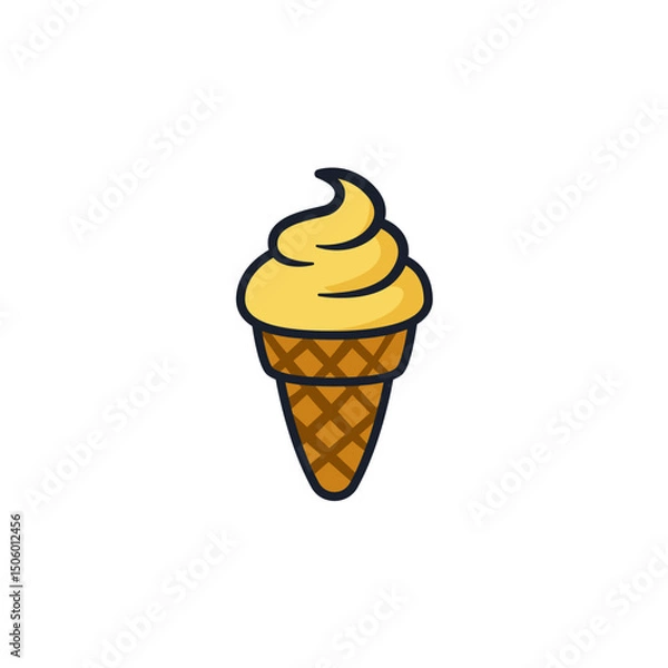 Fototapeta Ice Cream Cone Icon Vector Illustration. Sweet Treat Symbol for Summer Branding and Dessert Shop Designs