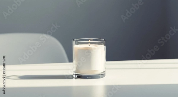 Fototapeta candle with blank label in natural light