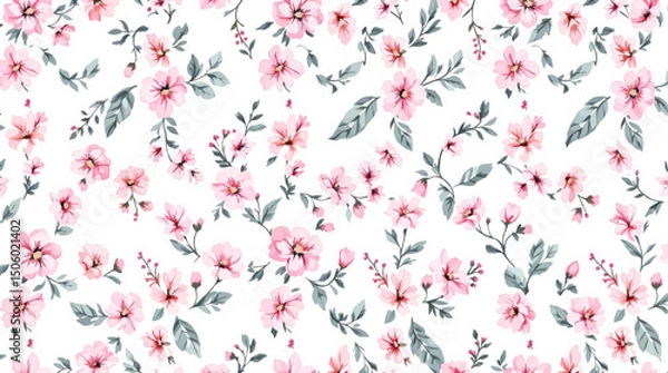 Obraz Seamless pattern with pink flowers, Seamless pattern watercolor background pattern pink flowers 