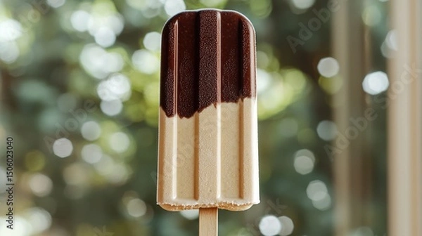 Obraz Delightful dualtoned chocolatevanilla popsicle with caramel swirl