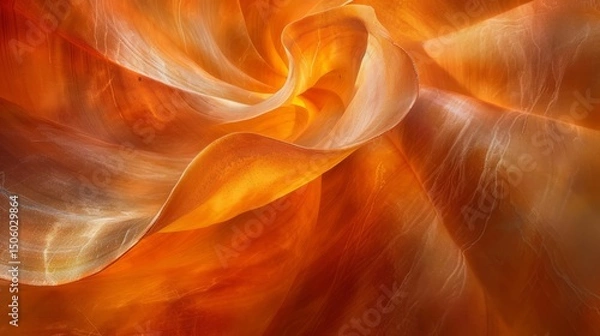 Fototapeta Fiery Silk Texture Abstract Flowing Fabric Background in Orange Tones