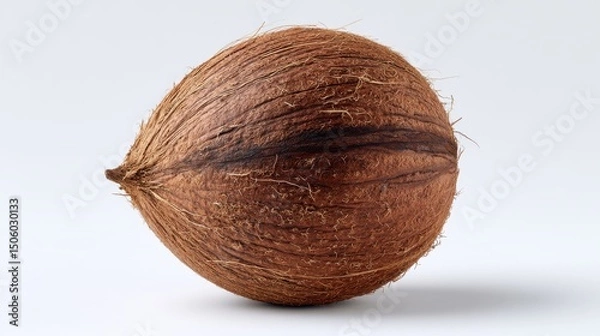 Fototapeta Coconut isolated on white background in a studio shot, close-up view