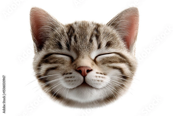 Obraz Cute smiling cat face with transparent background for design use