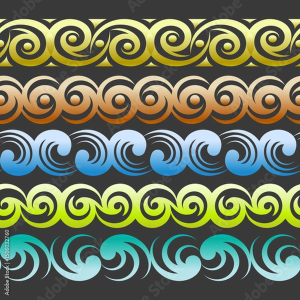 Fototapeta Curl seamless pattern set