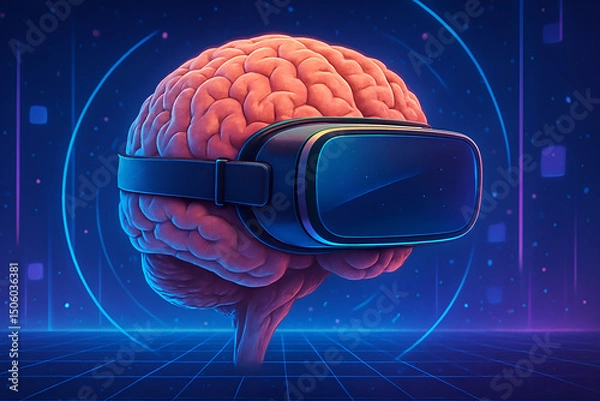Fototapeta Brain in Virtual Reality: The Future of Neural Technology