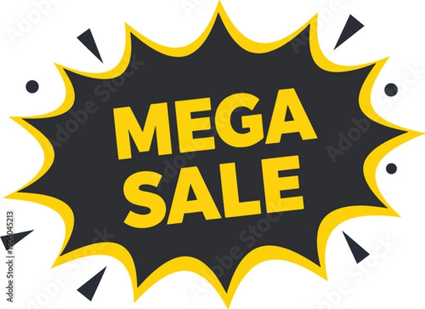Obraz explosion shape mega sale button with solid color design