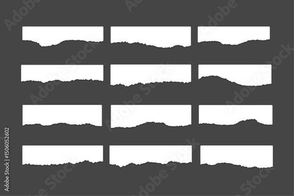 Obraz Set of Torn Paper Edge Templates – Realistic Ripped Border Collection