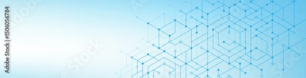 Obraz Health care or medical background design. Health care innovation concept. Horizontal header web banner. Abstract geometric background with c shapes for medicine, science, chemistry, illustration