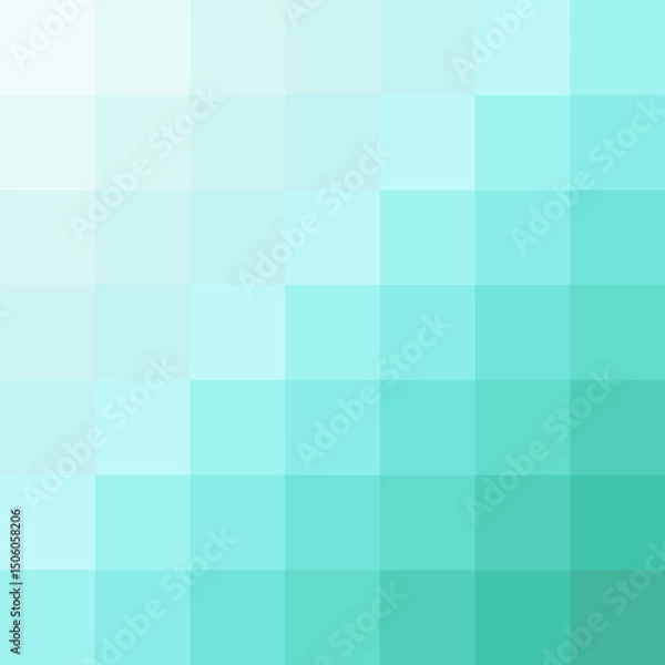 Fototapeta Geometric design made of squares in shades of turquoise.eps