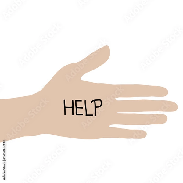 Fototapeta Palm of a woman with the inscription help .eps