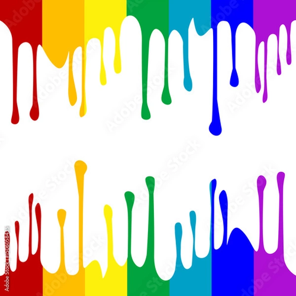 Fototapeta Border made of flowing rainbow colored liquid