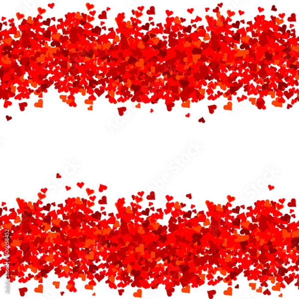 Fototapeta Border made of hearts in shades of red