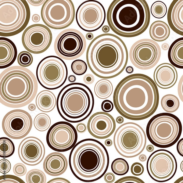 Fototapeta Brown concentric circles in doodle style seamless pattern