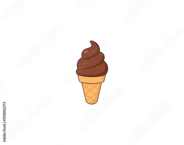 Fototapeta Cartoon ice cream with fruit filling and waffle cone. Vector illustration on white background