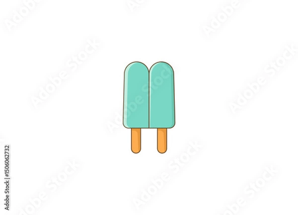 Fototapeta Cartoon ice cream with fruit filling and on a stick. Vector illustration on a white background