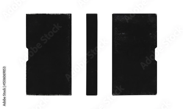 Obraz Blank blank cover sleeve for VHS videocassette, multiple angles, mockup on transparent background