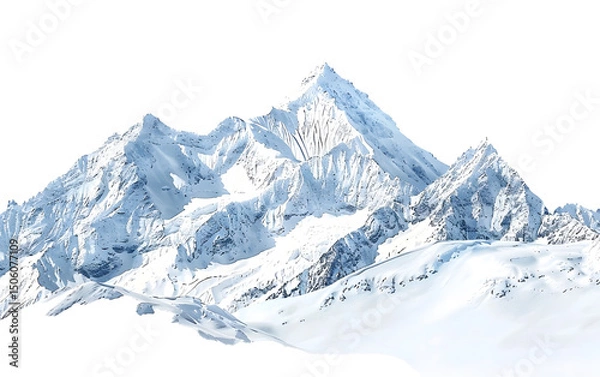 Fototapeta A stunning mountain range covered in snow, ideal for themes of wilderness, cold, and natural beauty.
