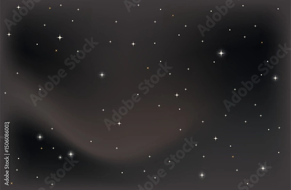 Obraz Vector illustration of a starry night sky with moon and stars on a deep blue background. Ideal for themes of sleep, dreams, calm, nature, children’s design, and nighttime wonder.