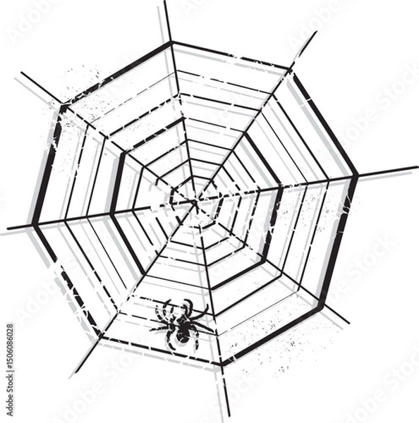 Obraz Vector illustration of a spider web on white background. Ideal for Halloween themes, spooky decor, nature concepts, danger, suspense, or symbolic ideas like connection, fragility, and entrapment.