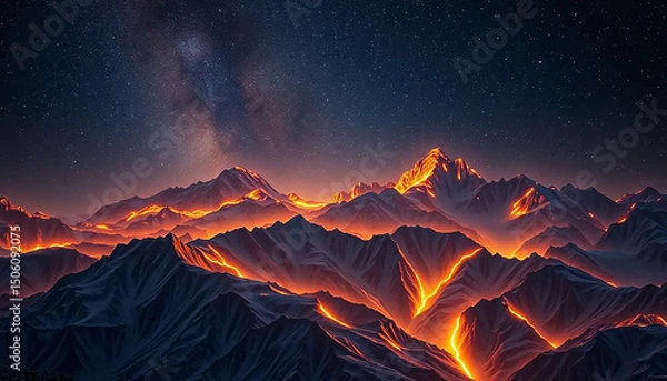 Obraz Cosmic winds sculpting mountains of light, ridges glowing with the pulse of ancient stars